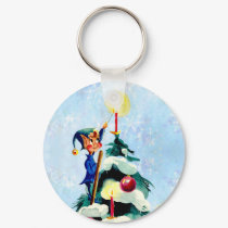 ELF TRIMMING TREE by SHARON SHARPE keychains by sharonsharpe ELF TRIMMING TREE by SHARON SHARPE keychains