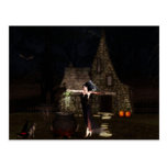 Elf Witch Halloween Postcard