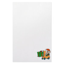 elf with package on forklift stationery paper