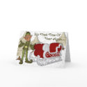 Elf With Sleigh Christmas Card