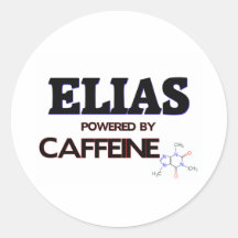Elias powered by caffeine round sticker