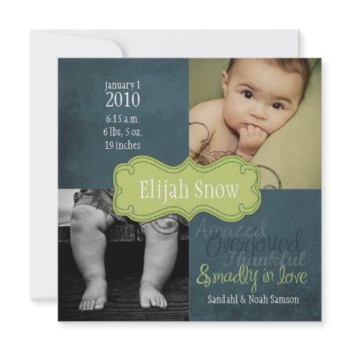 Elijah Snow Birth Announcements invitation