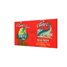 Elinor Brand Salmon Label- San Francisco, CA Stretched Canvas Print