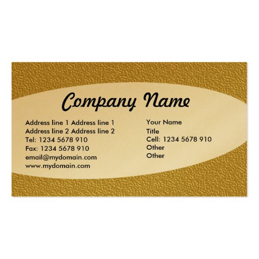 Eliptical - Amber Embossed Texture - Gold Business Card Template (front side)