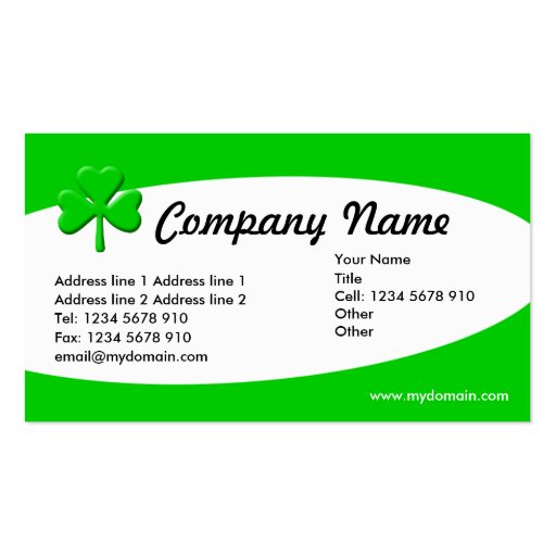Eliptical - Irish Shamrock Business Card (front side)