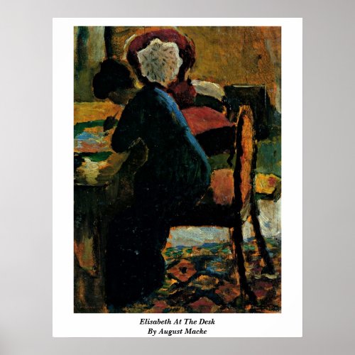 Elisabeth At The Desk By August Macke Print