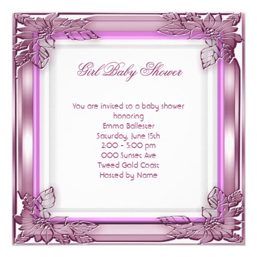 Elite Baby Shower Baby Girl Pink Elite Custom Announcements