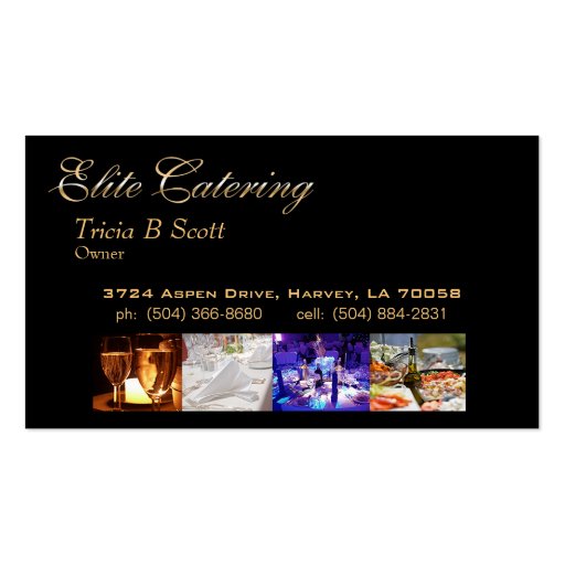 Elite Catering - custom Business Cards (back side)