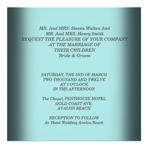 Elite Elegant Wedding Ornate Blue Set Gold Invitations
