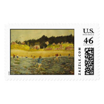 Elizabeth at the beach postage by dlmtleArt Elizabeth at the beach postage