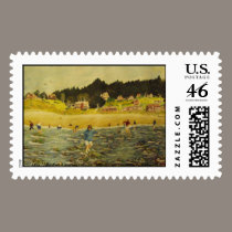 Elizabeth at the beach postage