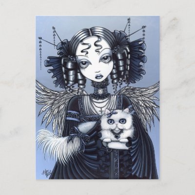 Elizabeth Gothic Victorian Persian Cat Angel Post Cards by mykajelina