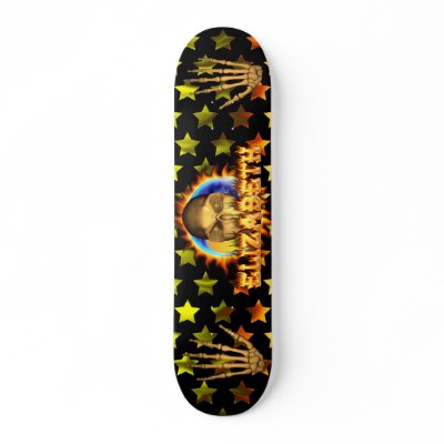 Elizabeth skull real fire and flames skateboard de