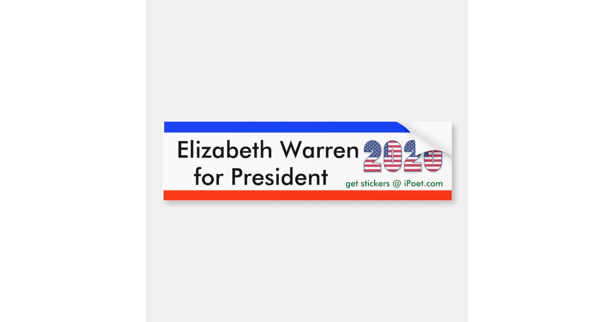 ELIZABETH WARREN FOR PRESIDENT 2020 bumpersticker Bumper ...