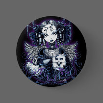 Elizabeth White Persian Cat Angel Button by mykajelina Elizabeth White Persian Cat Angel Button