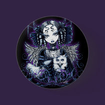 Elizabeth White Persian Cat Angel Button buttons