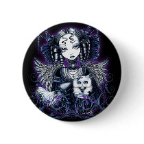 Elizabeth White Persian Cat Angel Button