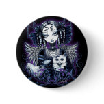 Elizabeth White Persian Cat Angel Button