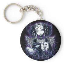 Elizabeth White Persian Cat Angel Keychain
