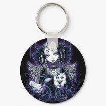 Elizabeth White Persian Cat Angel Keychain