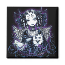 Elizabeth White Persian Cat Angel Magnet by mykajelina Elizabeth White Persian Cat Angel Magnet