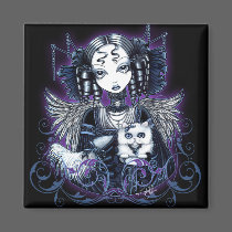 Elizabeth White Persian Cat Angel Magnet by mykajelina Elizabeth White Persian Cat Angel Magnet