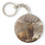 ELK BULL IN THE MOUNTAIN CLOUDS KEYCHAIN WILD