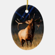 Elk Charging Christmas Tree Ornament