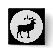 Elk Silhouette Button