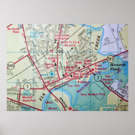 Elkton, MD Vintage Map Poster  Zazzle