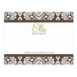 Ella #1 Brown Damask Chic Bow Card postcards