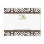 Ella #1 Brown Damask Chic Bow Card postcards