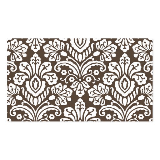 Ella #2 Chic Brown Damask Business Cards (back side)