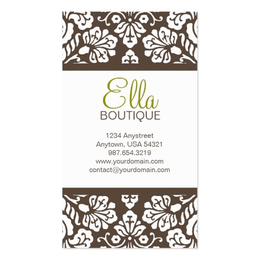Ella #5 Brown Damask Chic Business Card