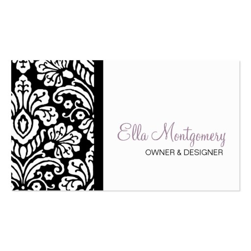 Ella Black Damask Business Card Special Listing