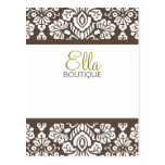 Ella Brown Damask Chic Postcard Vertical postcards
