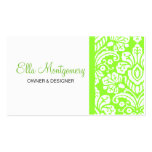 Ella Lime Damask Chic Business Card business cards