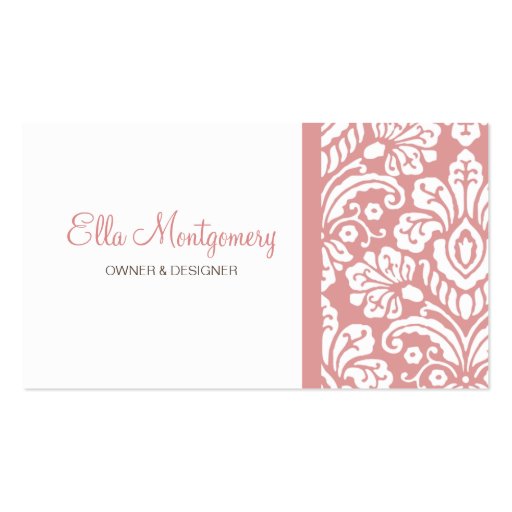 Ella Pink Damask Chic Business Card