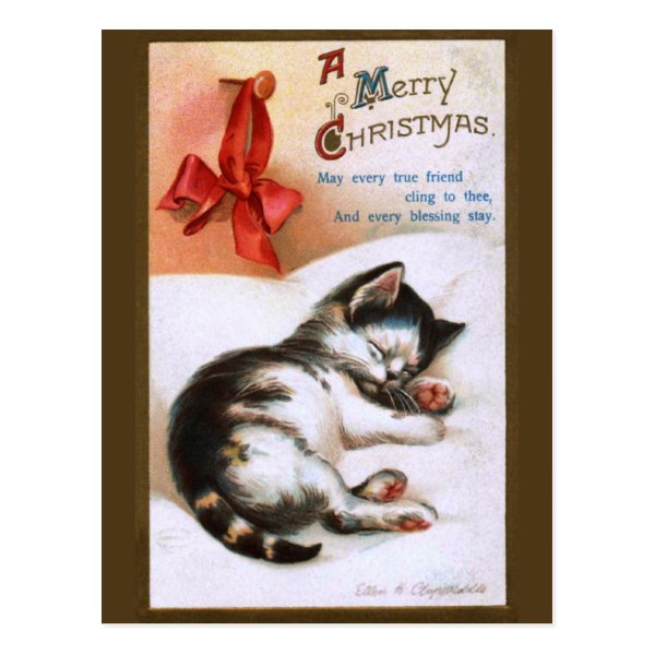 Ellen H. Clapsaddle: Christmas Kitten Postcard