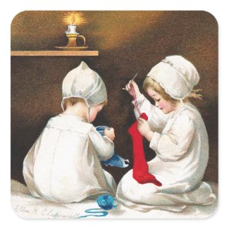 Ellen H. Clapsaddle: Girls Stitching Stockings