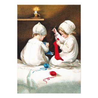 Ellen H. Clapsaddle: Girls Stitching Stockings