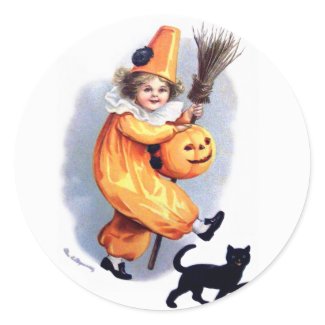 Ellen H. Clapsaddle: Halloween Harlequin with Cat