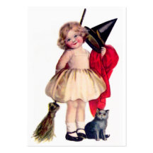 Ellen H. Clapsaddle: Little Witch with Cat Business Card Templates