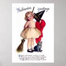 Ellen H. Clapsaddle: Little Witch with Cat Posters