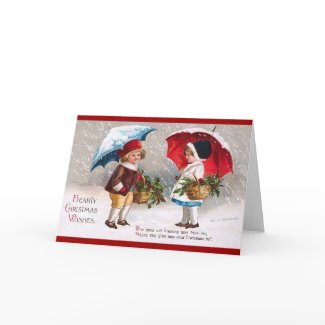 Two Children with Umbrellas