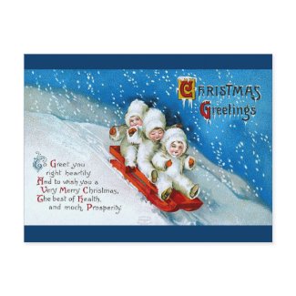 Ellen H. Clapsaddle: Winter Kids on Sledge