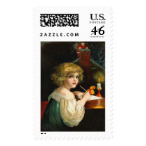 Ellen H. Clapsaddle - Writing Christmas Girl Postage Stamp