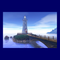 Elliot Key Lighthouse - Caribbean Blue posters