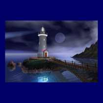 Elliot Key Lighthouse - Full Moon posters