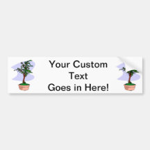 Elm Like Bonsai Tree Pink Pot Bumper Stickers